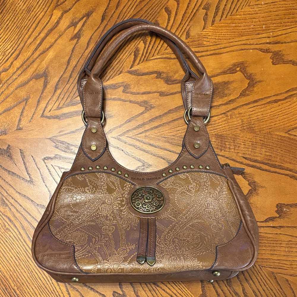 Brown Faux Leather Handbag